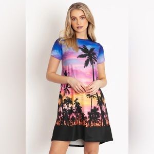 BlackMilk Miami Sunset Longline Swing Tee Dress